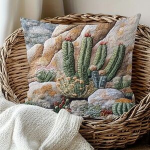 Cactus Mountain Side 2D Double-Sided Printed Pillow Cover